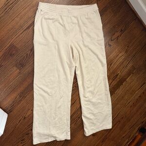 Aerie Cream Wide Leg Pull on Pants XL Long